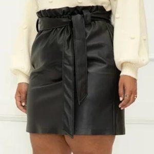 Eloquii Elements Faux Leather Paper Bag Skirt Skirt 28 - BLACK